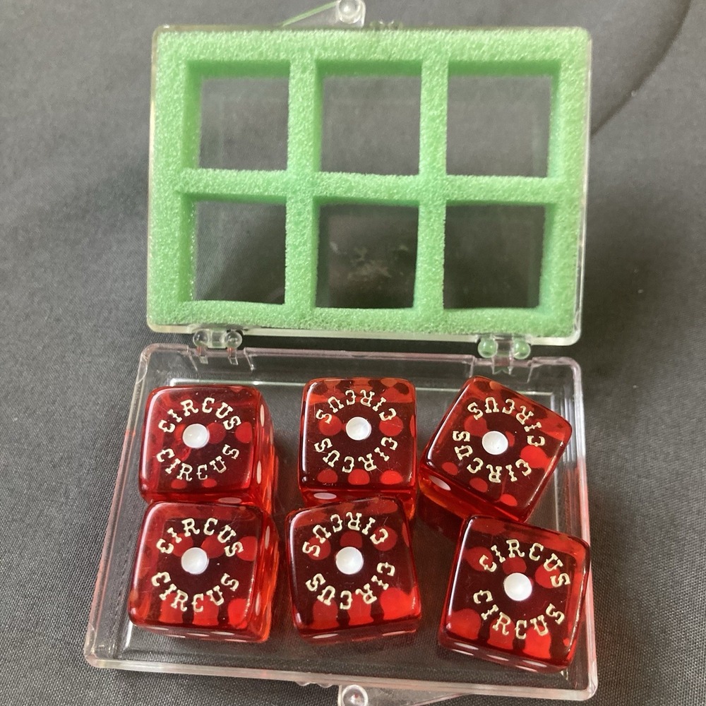 VTG Las Vegas Casino Circus Flamingo Hotel 6 Dice Set With Case